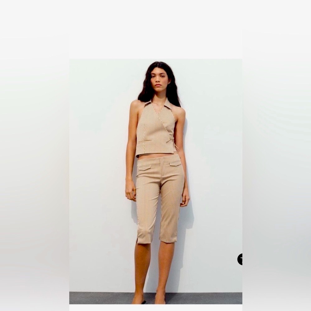 Zara 2 pieces set vest jacket and capri pants